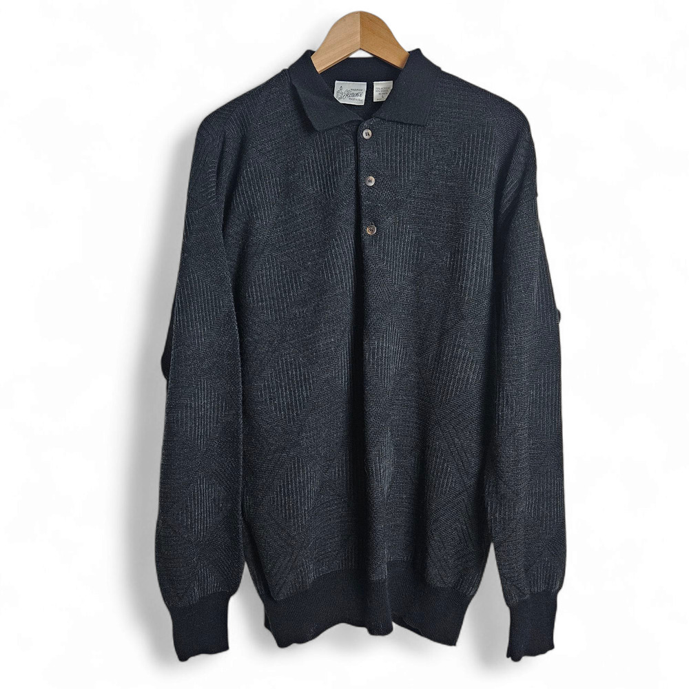 Maglificio Florence Mens Wool Blend Sweater Made in Italy Size L Collared Henley